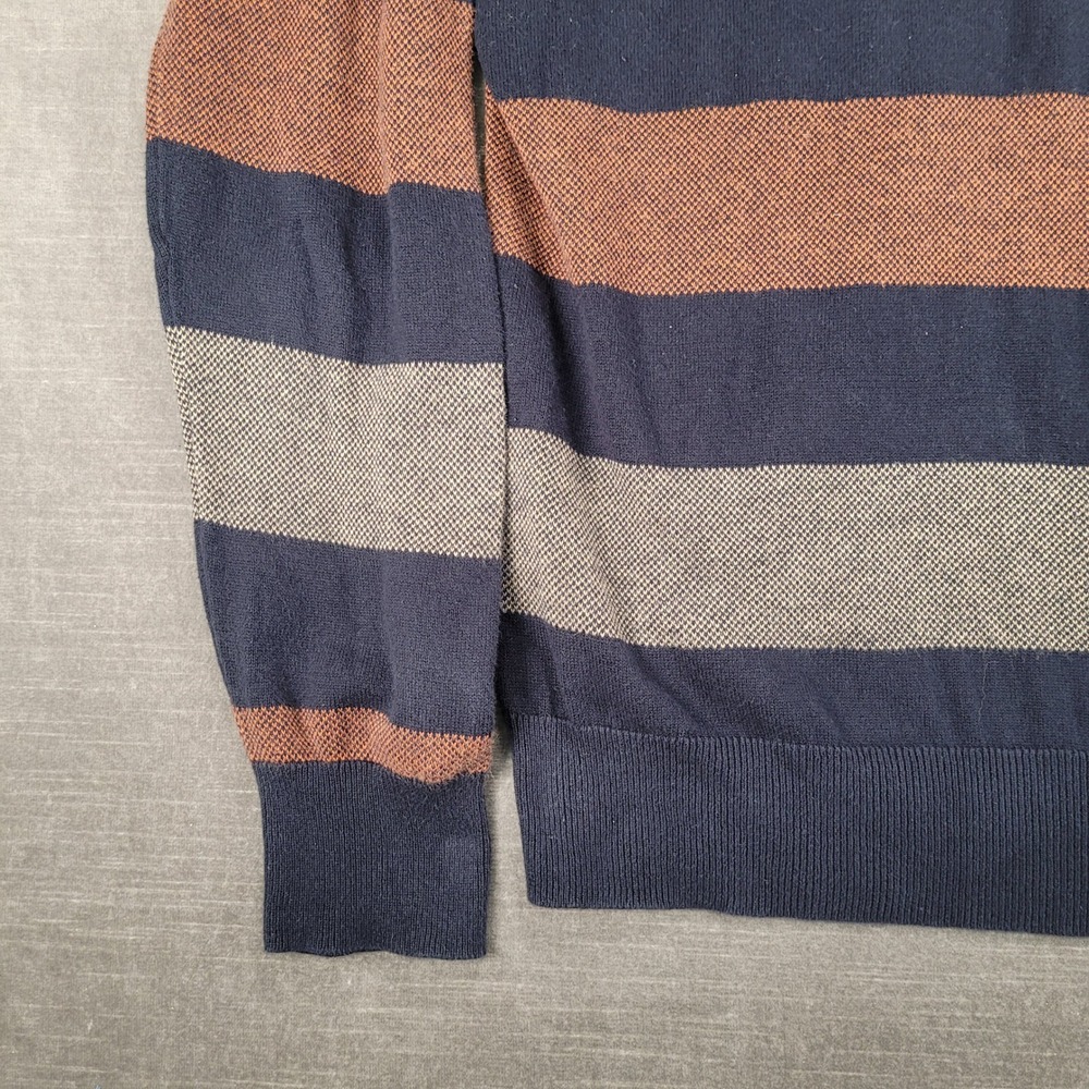 Refectory Striped Mock Neck Pullover Sweater British Inspired Mens Medium - Picture 6 of 12